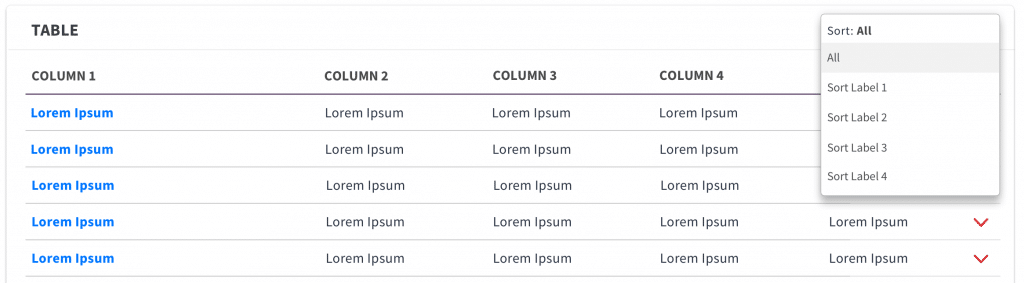 SAAS Table Filter